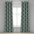 thumbnail image 1 of Ambesonne Art Nouveau Grommet Curtain, Vintage Damask, 50" x 120", Seal Brown and Pale Blue, 1 of 6