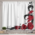 thumbnail image 1 of Ambesonne Art Nouveau Kitchen Curtains, Poppy Bouquet, 55"x39", Black Ruby White, 1 of 2