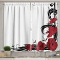 thumbnail image 1 of Ambesonne Art Nouveau Kitchen Curtains, Poppy Bouquet, 55"x45", Black Ruby White, 1 of 1