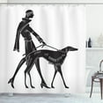 thumbnail image 1 of Ambesonne Art Nouveau Shower Curtain, Fashion Woman Dog, 69"Wx70"L, Black and White, 1 of 3