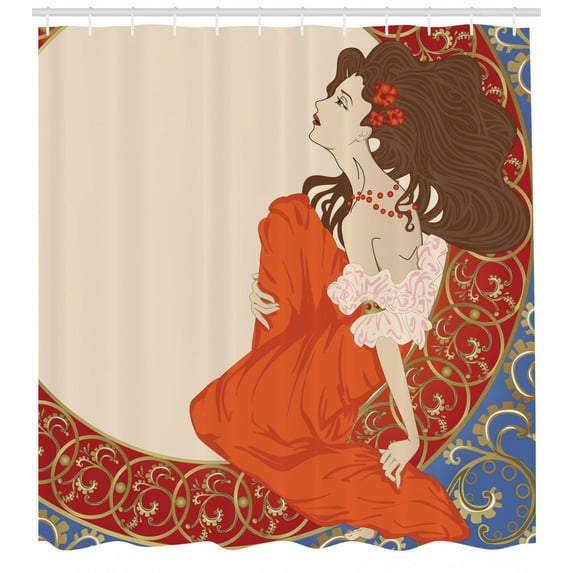 Ambesonne Art Nouveau Shower Curtain, Lady Antique Dress, 69"Wx84"L, Multicolor