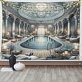 thumbnail image 1 of Ambesonne Art Nouveau Tapestry Wall Hanging, Panorama of a Pool Hall, 60"x40", Pale Taupe Blue Grey, 1 of 3