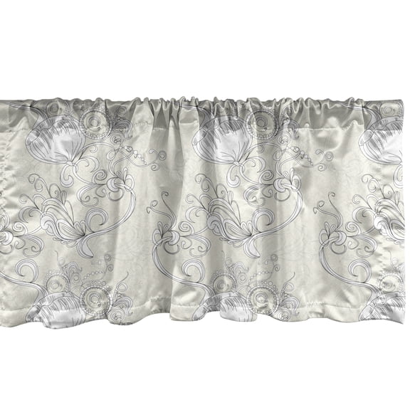 Ambesonne Art Nouveau Window Valance, Romantic Bridal Branch, 54" X 18", Ivory and White