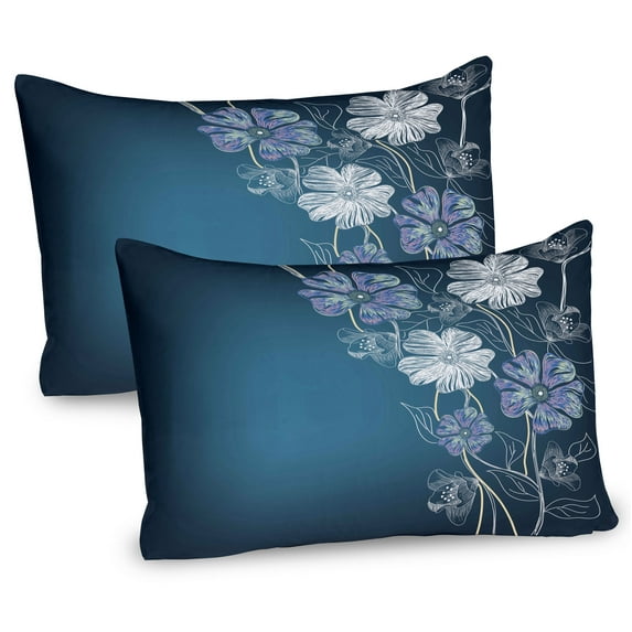 Ambesonne Art Pillow Sham 2 Pack, Cherry Blossom Bridal Theme, 26"x20", Petrol Blue Lavender