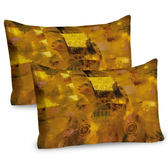 Ambesonne Art Pillow Sham 2 Pack, Vintage Woman Drawing, 30"x20", Ginger Earth Yellow