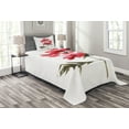 thumbnail image 1 of Ambesonne Art Quilted Bedspread Set 2 Pcs, Japanese Ink Wash Painting, Twin Size, Red Sage Green, 1 of 3