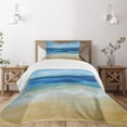 thumbnail image 1 of Ambesonne Art Quilted Bedspread Set 2 Pcs, Tropical Sandy Beach, Twin Size, Navy Blue Pale Brown, 1 of 5