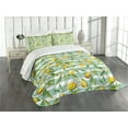 thumbnail image 1 of Ambesonne Art Quilted Bedspread Set 3 Pcs, Blooming Lemon Tree, Queen Size, Fern Green Seafoam, 1 of 3
