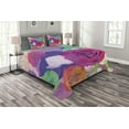 thumbnail image 1 of Ambesonne Art Quilted Bedspread Set 3 Pcs, Floral Arrangement Roses, Queen Size, Magenta Turquoise, 1 of 3