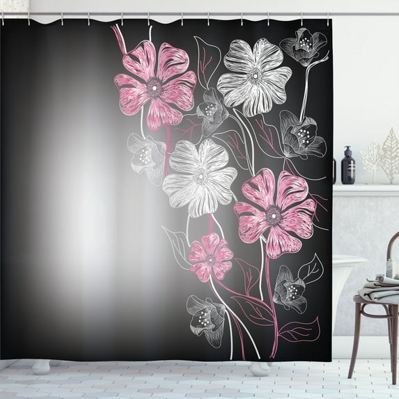 Ambesonne Art Shower Curtain, Cherry Blossom Fantasy Garden, 69"Wx84"L, Eggshell Pink