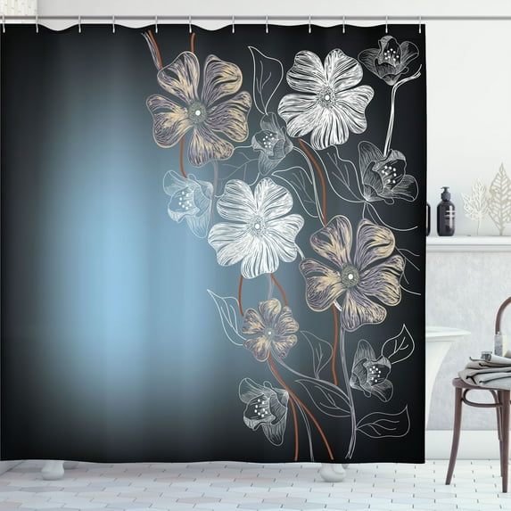 Ambesonne Art Shower Curtain, Cherry Blossom Fantasy Garden, 69"Wx84"L, Pale Blue