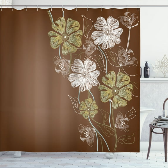 Ambesonne Art Shower Curtain, Fantasy Bridal Garden Spring, 69"Wx75"L, Redbrown White