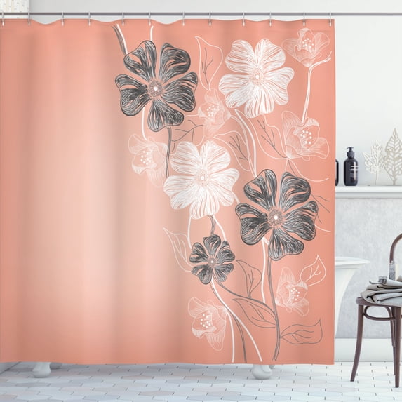 Ambesonne Art Shower Curtain, Fantasy Bridal Garden Spring, 69"Wx84"L, Coral Ivory
