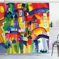 thumbnail image 1 of Ambesonne Art Shower Curtain, Modern Vivid Buildings, 69"Wx75"L, Multicolor, 1 of 3
