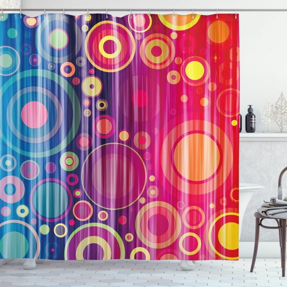 Ambesonne Art Shower Curtain, Psychedelic Modern Art, 69"Wx70"L, Royal Blue Red