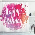 thumbnail image 1 of Ambesonne Art Shower Curtain, Watercolor Birthday Text, 69"Wx75"L, Pink Red Orange, 1 of 3