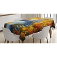 thumbnail image 1 of Ambesonne Art Tablecloth Rectangular Table Cover, Autumn Forest with Bridge, 60"x84", Marigold Vermilion Blue, 1 of 4