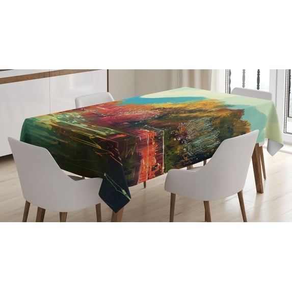 Ambesonne Art Tablecloth Rectangular Table Cover, Surreal Autumn Forest, 60"x90", Multicolor