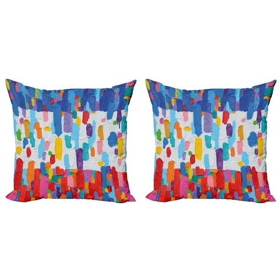 Ambesonne Art Throw Pillow Cover 2 Pack, Colorful Abstract Painting, 16", Multicolor