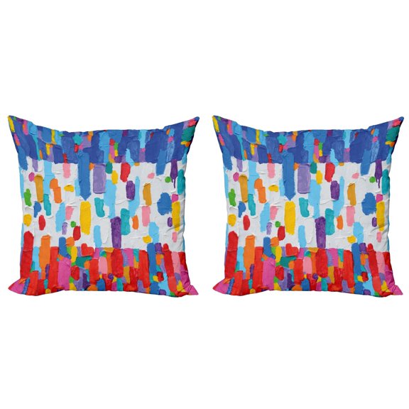 Ambesonne Art Throw Pillow Cover 2 Pack, Colorful Abstract Painting, 18", Multicolor