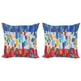 thumbnail image 1 of Ambesonne Art Throw Pillow Cover 2 Pack, Colorful Abstract Painting, 24", Multicolor, 1 of 7