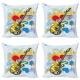 thumbnail image 1 of Ambesonne Art Throw Pillow Cover 4 Pack, Abstract Musical Instrument, 20", Teal Yellow, 1 of 5
