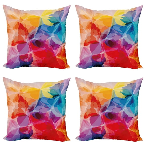 Ambesonne Art Throw Pillow Cover 4 Pack, Big Flower Petals, 20", Multicolor