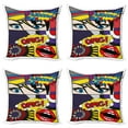 thumbnail image 1 of Ambesonne Art Throw Pillow Cover 4 Pack, Comic Book Pattern, 20", Multicolor, 1 of 5