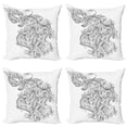 thumbnail image 1 of Ambesonne Art Throw Pillow Cover 4 Pack, Floral Astrology Aquarius, 16", Black White, 1 of 7