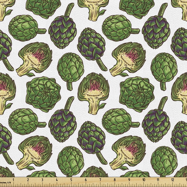Ambesonne Artichoke Fabric by the Yard Upholstery, Veggie Food Art ...