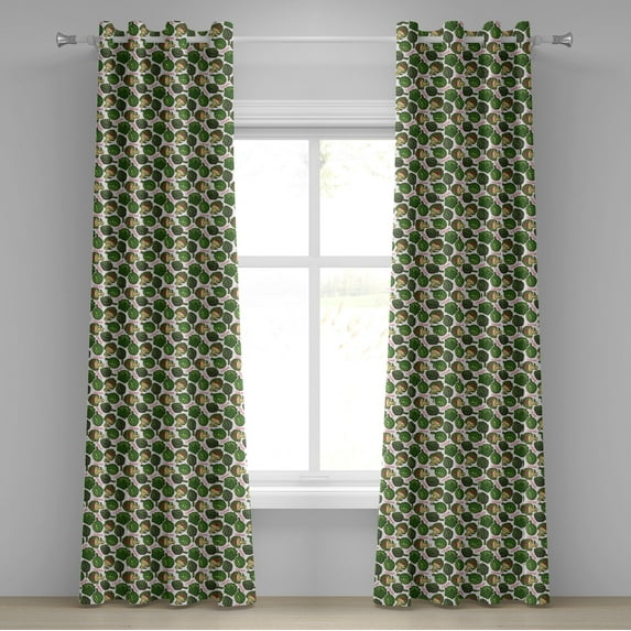 Ambesonne Artichoke Grommet Curtain, Super Food Organic, 50" x 72", Hunter Green Fern Green
