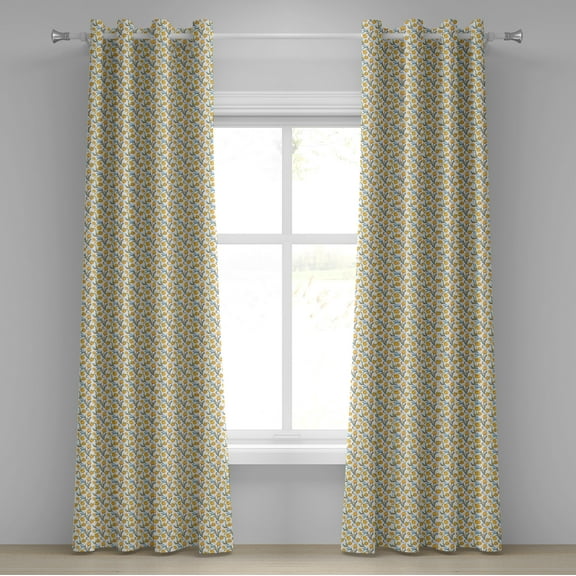 Ambesonne Artichoke Grommet Curtain, Watercolor Vegetables, 50" x 96", Earth Yellow Sky Blue