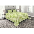 thumbnail image 1 of Ambesonne Artichoke Quilted Bedspread Set 3 Pcs, Vegetable Sketch Print, Queen Size, Lime Green, 1 of 3