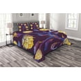 thumbnail image 1 of Ambesonne Artichoke Quilted Bedspread Set 3 Pcs, Vibrant Colored Vegan, Queen Size, Dark Blue Yellow, 1 of 3