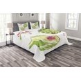 thumbnail image 1 of Ambesonne Artichoke Quilted Bedspread Set 3 Pcs, Watercolor Super Food, King Size, Fuchsia and Apple Green, 1 of 3