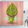 thumbnail image 1 of Ambesonne Artichoke Shower Curtain, Vegetable Character Funny, 69"Wx75"L, Green and Rose, 1 of 3