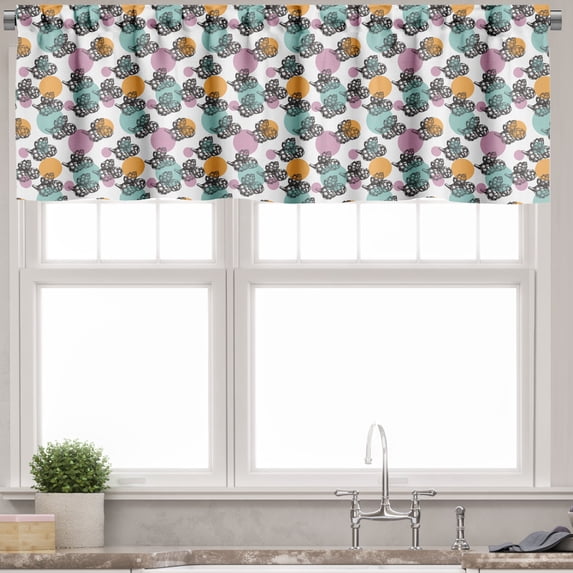 Ambesonne Artichoke Valance Pack of 2, Black White Vegetable, 42"X18", Turquoise Apricot