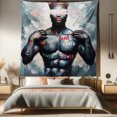 thumbnail image 1 of Ambesonne Artwork Tapestry Queen Size, Black Man Brave Power Paint, 88"x88", Dark Blue Grey and Multicolor, 1 of 3