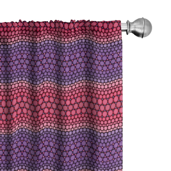 Ambesonne Asbtract Window Curtains, Concentric Dots Circles, Each 28" W x 63" L, Pink and Violet