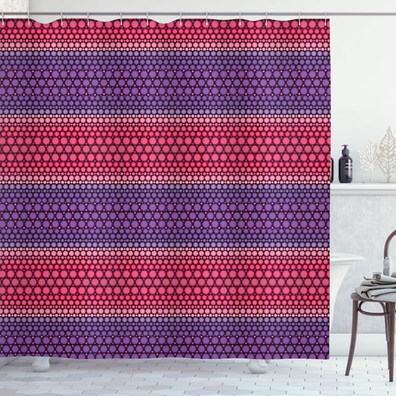 Ambesonne Asbtract Shower Curtain, Concentric Dots Circles, 69"Wx70"L, Pink and Violet