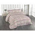 thumbnail image 1 of Ambesonne Asia Quilted Bedspread Set 3 Pcs, Chinese Flowers Watercolor Art, Twin, Pale Pink Pistachio Green, 1 of 4