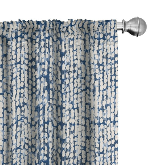 Ambesonne Asian Curtains, Circles Lines Japanese Art, Pair of 28"x84", Dark Sky Blue White