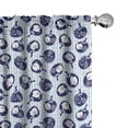 thumbnail image 1 of Ambesonne Asian Curtains, Japanese Fans with Pigs Art, Pair of 28"x84", Indigo and White, 1 of 4