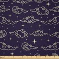 thumbnail image 1 of Ambesonne Asian Fabric by the Yard Microfiber, Japanese Stars Clouds Art, 2 Yards, Dark Purple Pale Yellow, 1 of 2