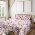 thumbnail image 1 of Ambesonne Asian Fitted & Flat Sheet with Shams 4 Pcs Set, Cherry Flower Watercolor Art, Queen, Dark Pink and Soft Blue, 1 of 5