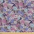 thumbnail image 1 of Ambesonne Asian Floral Fabric by the Yard Upholstery, Grunge Ornaments Roses, 2 Yards, Blue Violet Dried Rose, 1 of 1