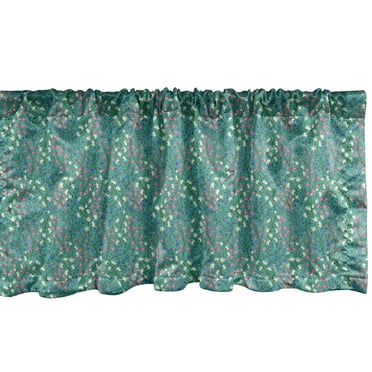 Ambesonne Asian Leaves Window Valance, Ornamental Nature Design with Petals on the Stalks Oriental Flowers Pattern, Curtain Valance for Kitchen Bedroom Decor with Rod Pocket, 54" X 18", Multicolor