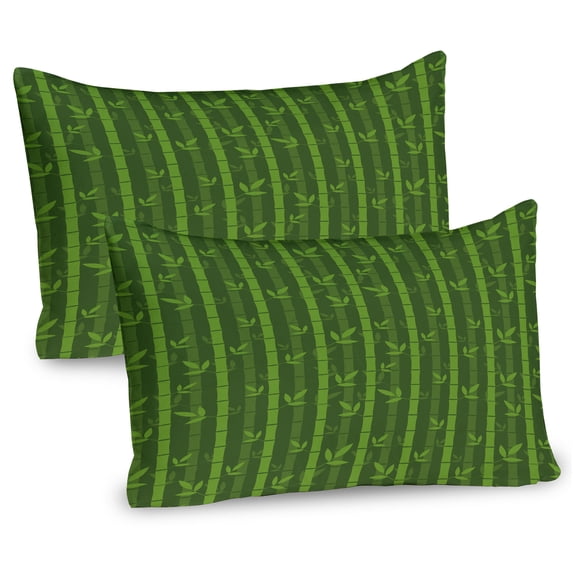 Ambesonne Asian Print Pillow Sham 2 Pack, Japanese Pattern Art, 36"x20", Olive Green and Lime Green
