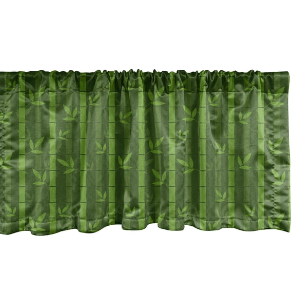 Ambesonne Asian Print Valance Pack of 2, Japanese Pattern Art, 54"X18", Olive Green and Lime Green