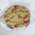 thumbnail image 1 of Ambesonne Asian Spring Fitted Round Tablecloth, Japan Leafy Branches, 40"- 44" Diameter, Pistachio Green Vermilion, 1 of 5